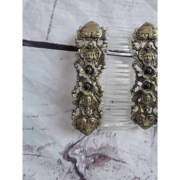 Gold Tone Metal Vintage Hair Combs plastic Wedding Prom READ main image 7